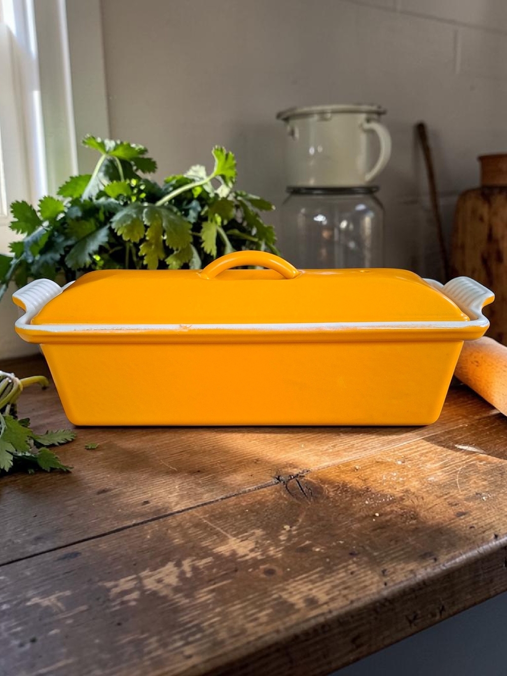 Le Creuset #28 Enameled Cast Iron Terrine / Bread / Loaf Pan Orange Made France